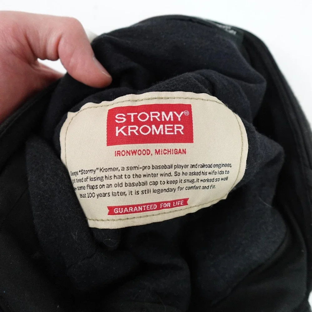Stormy Kromer Hat Cap Fitted Mens 7 3/8 Gray Plaid Ear Flap Trapper Winter USA